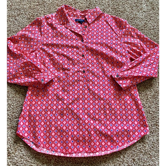 Lands End women plus 14 pink collar top